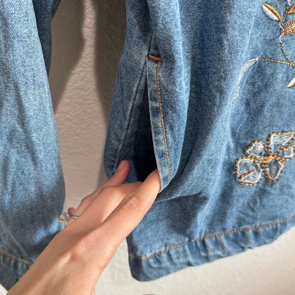 VTG White Stag Womens XL Jacket Embroidered Floral Paisly Denim Boho Festival - Picture 8 of 10
